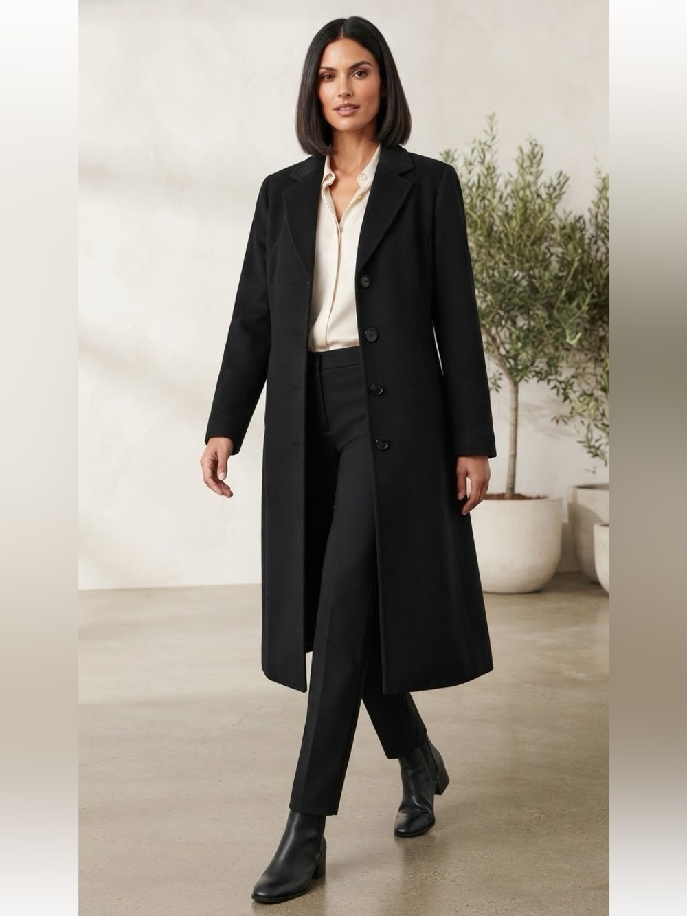 Stafford Classic Black Women's Trench Coat